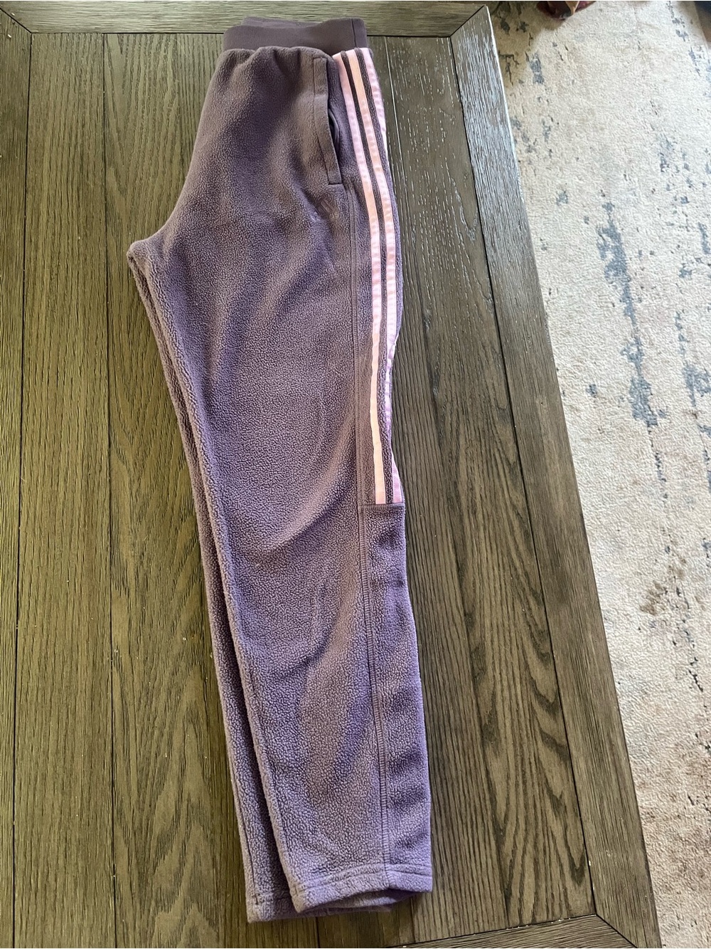 Women’s adidas Purple Fleece Joggers with Pink Stripe